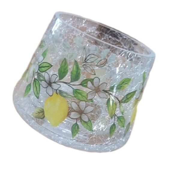 Yankee Candle Clear Crackle Glass Holder – Lemon‎ Floral Design Set of TWO - Picture 9 of 10